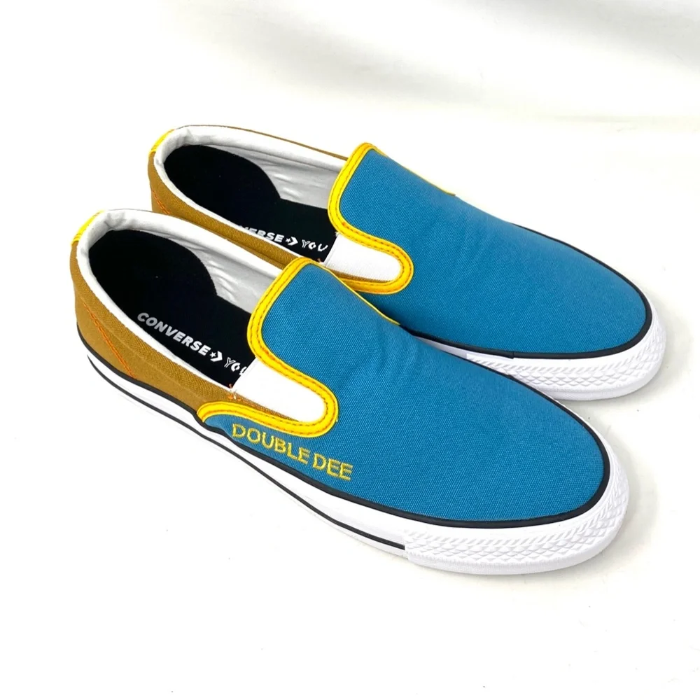 Converse Ctas Slip On Low Brown Blue Canvas Men’s Sneakers Custom 171852C-BLBRY - Picture 5 of 9